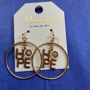 Pomina Gold HOPE Hoop Earrings